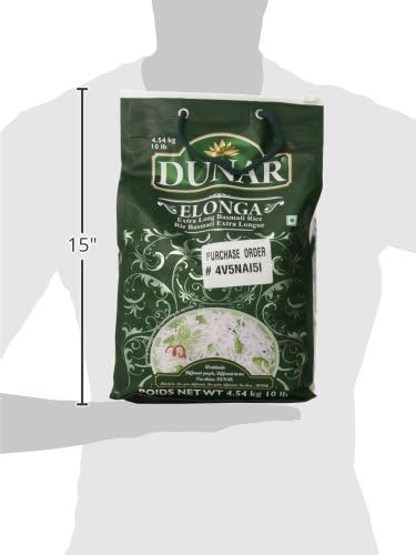 Dunar - Elonga Basmati Rice Premium 1121 Long Grain, 10 Lb