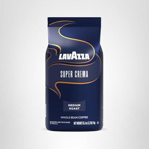 Lavazza Super Crema Whole Bean Coffee, Medium Espresso Roast, Arabica and Robusta Blend, 2.2 lb Bag, Package May Vary (Pack of 1)