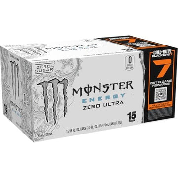 Monster Energy Zero Ultra, Sugar Free Energy Drink, 16 Ounce
