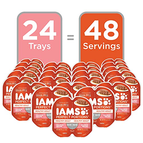 IAMS Perfect Portions Healthy Adult Wet Cat Food Pate, Chicken and Tuna Recipe Variety Pack, Easy Peel Twin-Pack Trays (12 Count, 24 Servings) (Pack of 2)