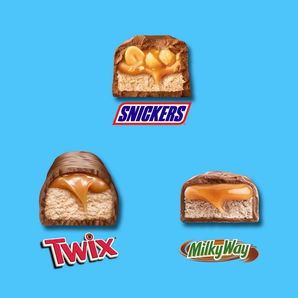 SNICKERS, TWIX & MILKY WAY Minis Assorted Chocolate Candy Variety Pack, Candy Bag, 150 Ct Bulk Bag