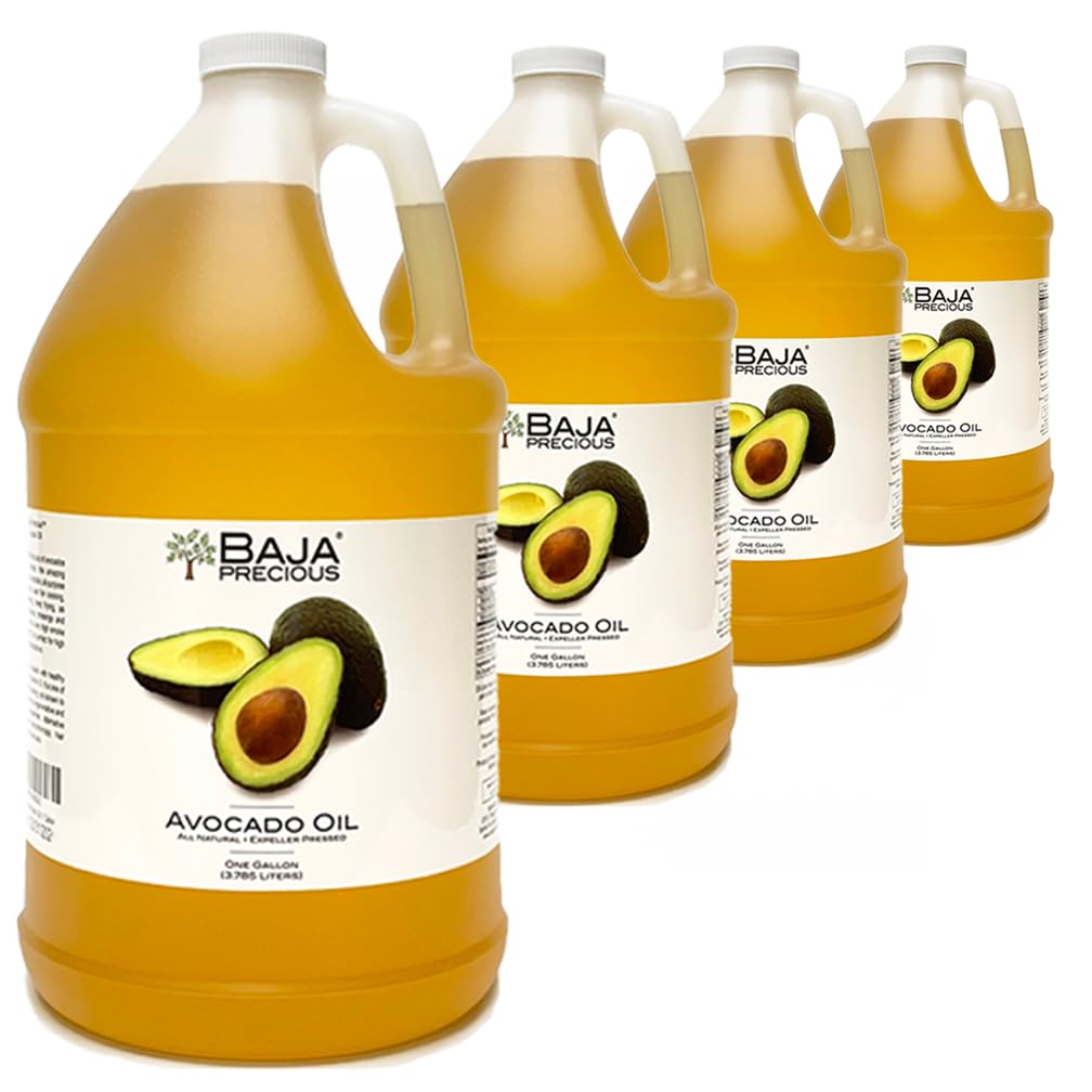 Baja Precious - Avocado Oil 100% Pure, 1 Gallon Jug, Food Grade Perfect for High Heat Cooking, Skincare, Hair Treatments, Soapmaking & More