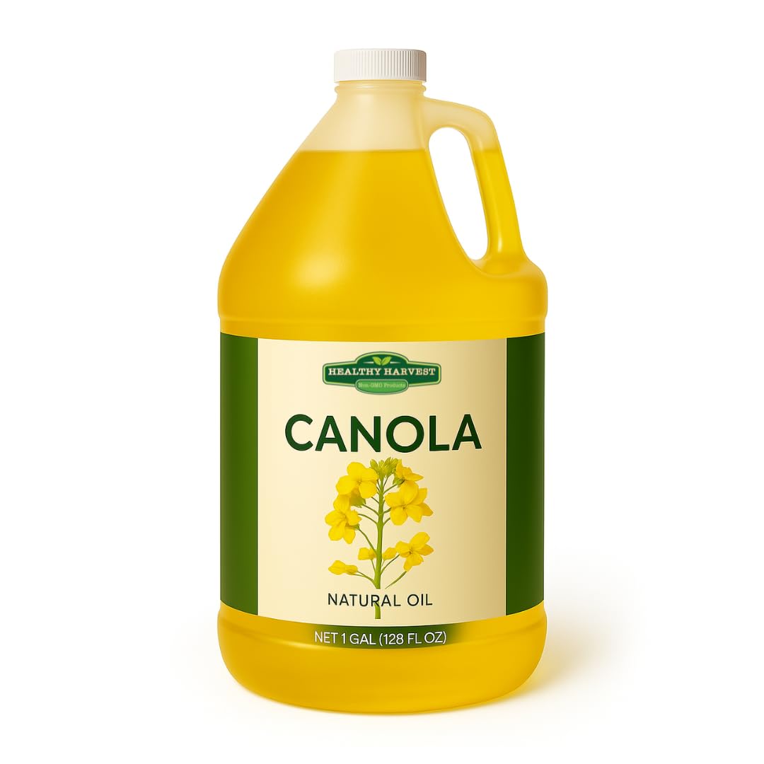 Healthy Harvest Canola Oil, Naturally Expeller Pressed, Gourmet Canola Cooking Oil, Medium-Heat Cooking, Great for Dressings, Marinades, and Frying, 1-Gallon