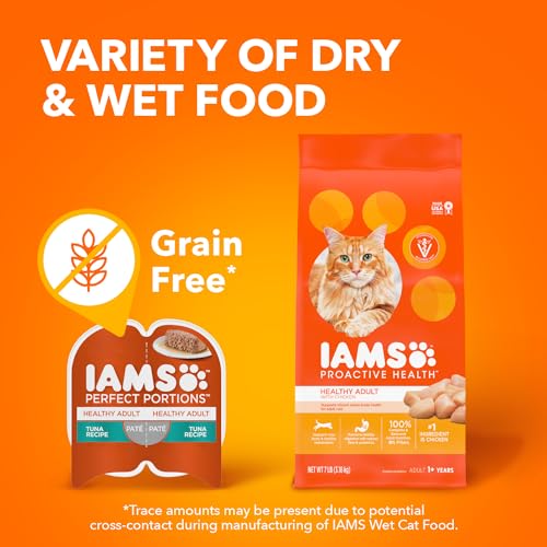 IAMS Perfect Portions Healthy Adult Wet Cat Food Pate, Chicken and Tuna Recipe Variety Pack, Easy Peel Twin-Pack Trays (12 Count, 24 Servings) (Pack of 2)