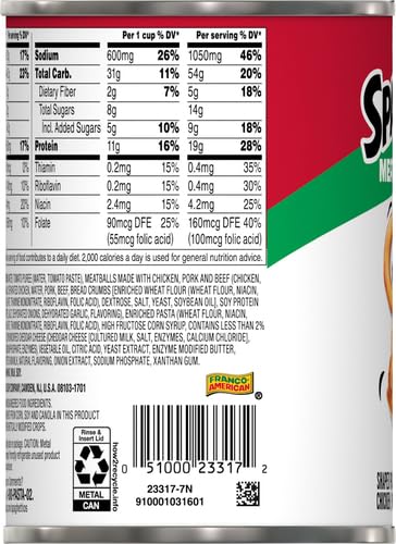 SpaghettiOs Canned Pasta with Meatballs, 15.6 oz Can (12 Pack)