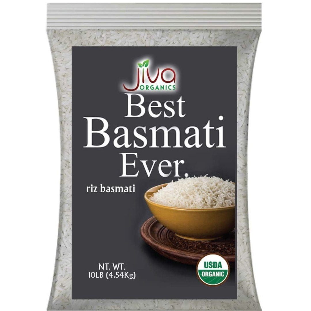 Organic Basmati Rice 10 LB Bag - Pure, Long, Premium Quality from India - by Jiva Organics