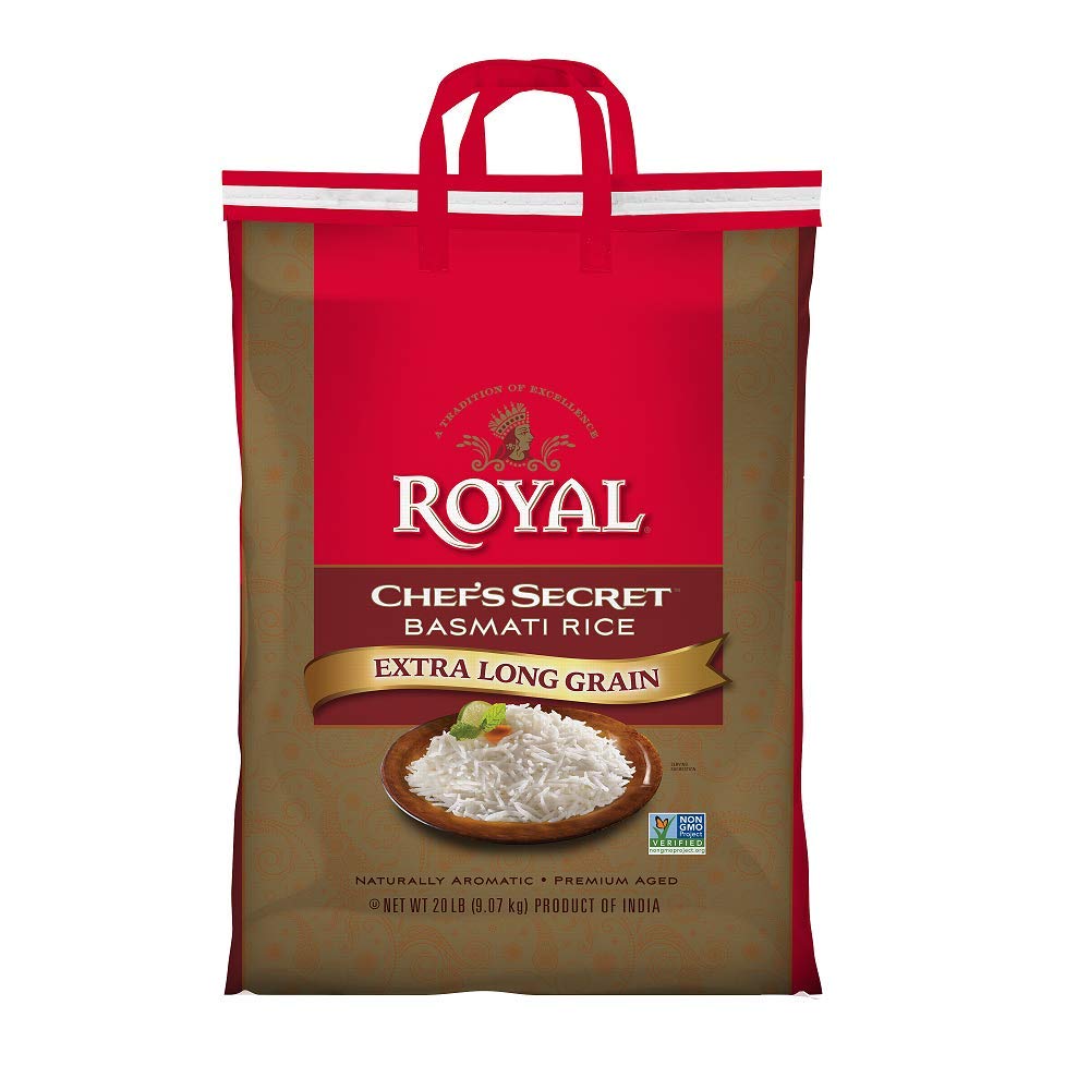 Royal Chef's Secret Basmati White Rice - Premium Extra Long Grain Basmati Rice - 10 lb Bag
