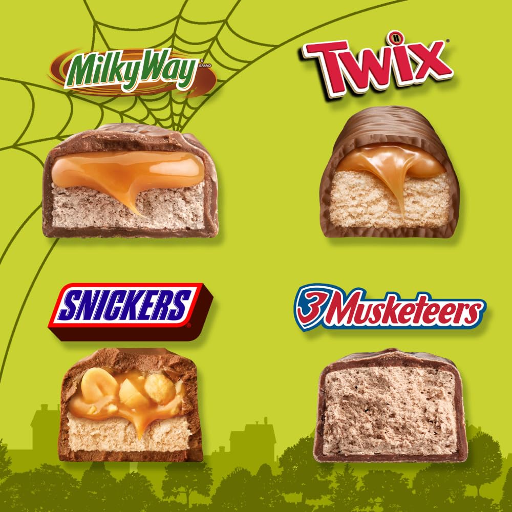 SNICKERS, TWIX & MILKY WAY Minis Assorted Chocolate Candy Variety Pack, Candy Bag, 150 Ct Bulk Bag