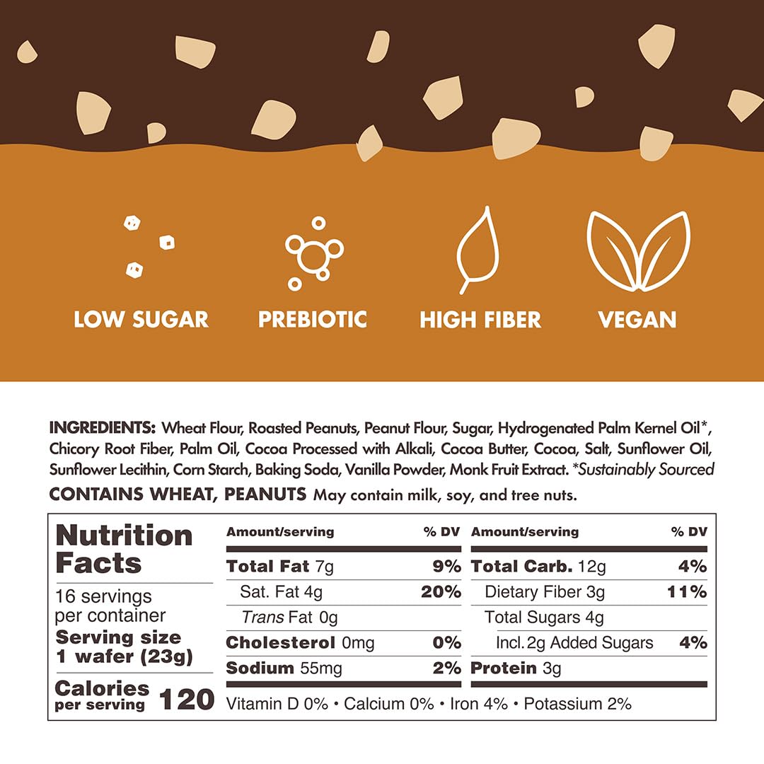 Rip Van Keto Wafer Cookies - Healthy Snacks - Non GMO Snack - Keto Snacks - Low Carb, Low Sugar (2g), Low Calorie and Vegan Snack - 16 Count (Dark Chocolate Peanut Butter)