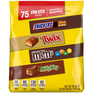 SNICKERS, TWIX & MILKY WAY Minis Assorted Chocolate Candy Variety Pack, Candy Bag, 150 Ct Bulk Bag