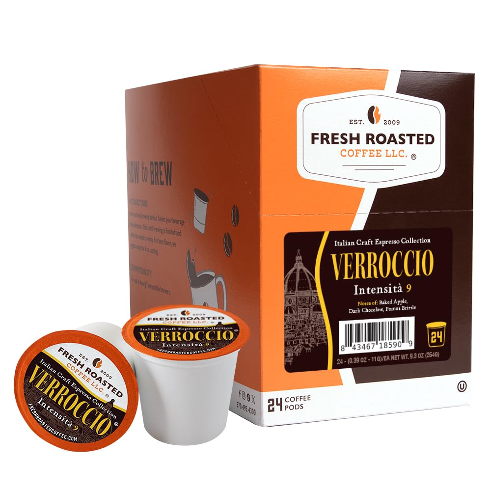 Fresh Roasted Coffee, Italian Roast, Dark, 96 Pods for K Cup Brewers