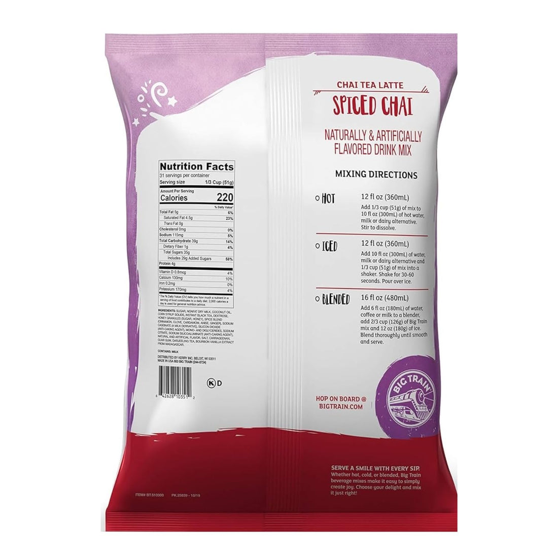 Big Train Spiced Chai Tea Latte Beverage Mix, 3.5 Pound (Pack of 1)
