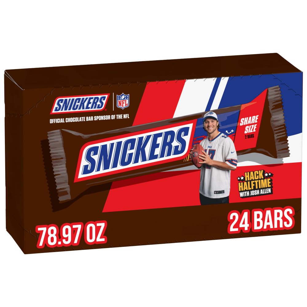 SNICKERS Full Size Bulk Milk Chocolate Candy Bars, 1.86 oz Bar, 48 ct Box