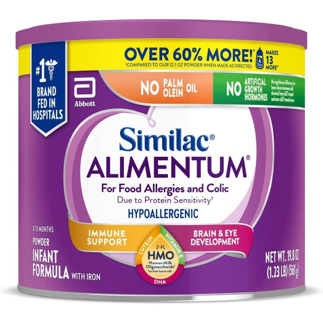 Similac Alimentum With 2'-FL HMO Hypoallergenic Infant Formula, for Food Allergies and Colic Due to Protein Sensitivity, Baby Formula Powder, 19.8-oz Value Can
