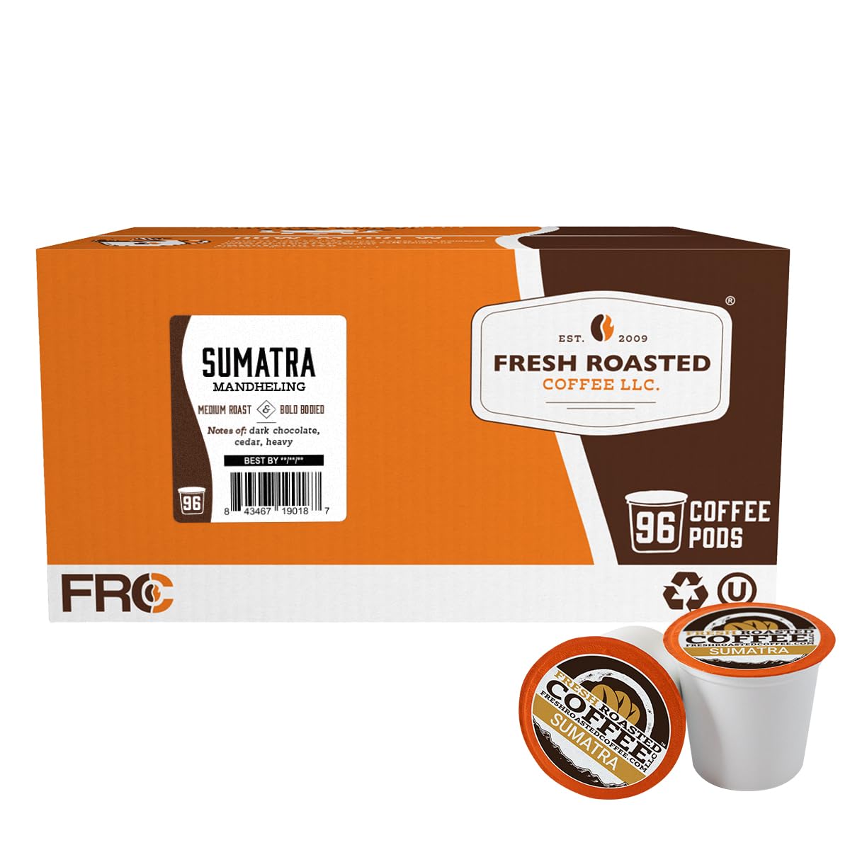 Fresh Roasted Coffee, Italian Roast, Dark, 96 Pods for K Cup Brewers