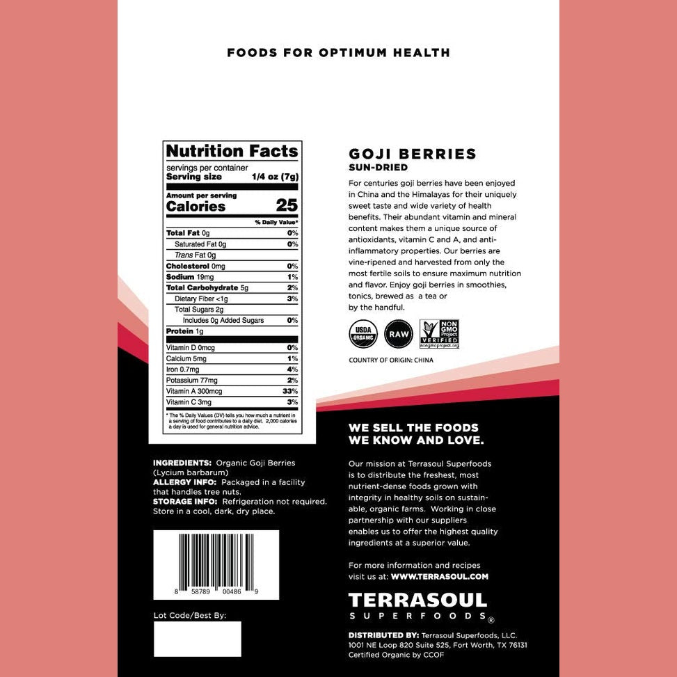 Terrasoul Superfoods Organic Goji Berries, 2 Lbs (2 pack) - Large Size | Chewy Texture | Premium Quality | Lab-Tested…