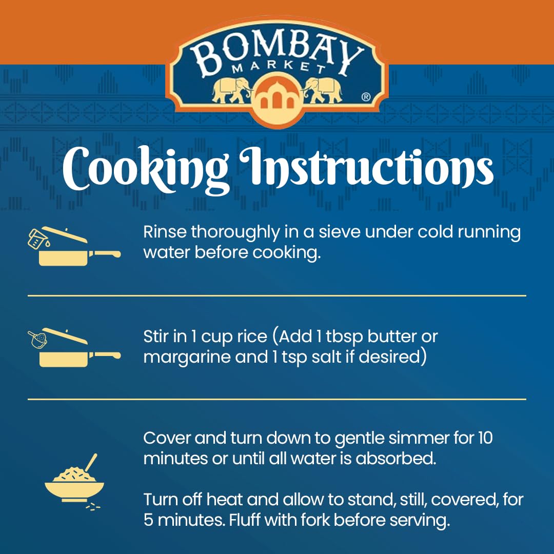 Bombay Market White Basmati Rice - Aromatic & Nutty Flavor Basmati Rice - Long Grain Rice Basmati (10 Pound Bag)