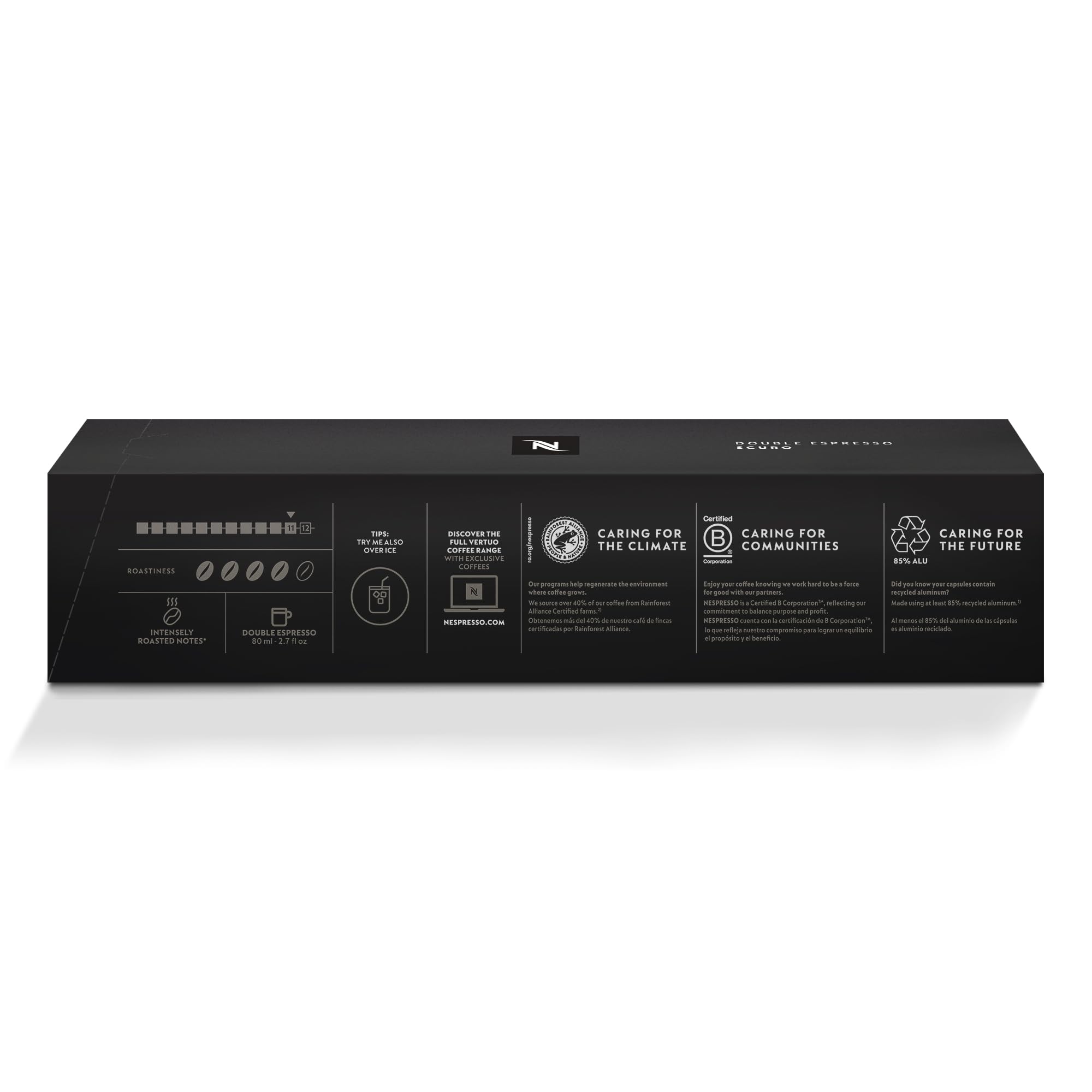 Nespresso Capsules Vertuo, Double Espresso Chiaro, Medium Roast Espresso Coffee, 30-Count Coffee Pods, Brews 2.7oz.