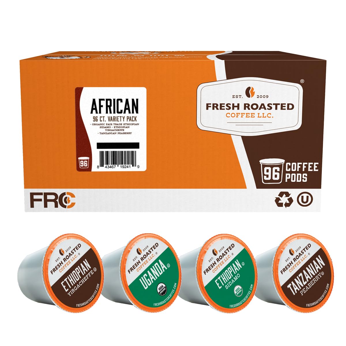 Fresh Roasted Coffee, Italian Roast, Dark, 96 Pods for K Cup Brewers