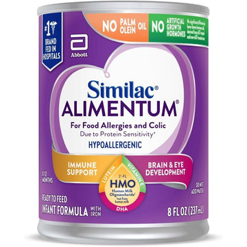 Similac Alimentum with 2'-FL HMO Hypoallergenic Infant Formula, for Food Allergies and Colic Due to Protein Sensitivity, Ready-to-Feed Baby Formula, 8-fl-oz Bottle, Pack of 24