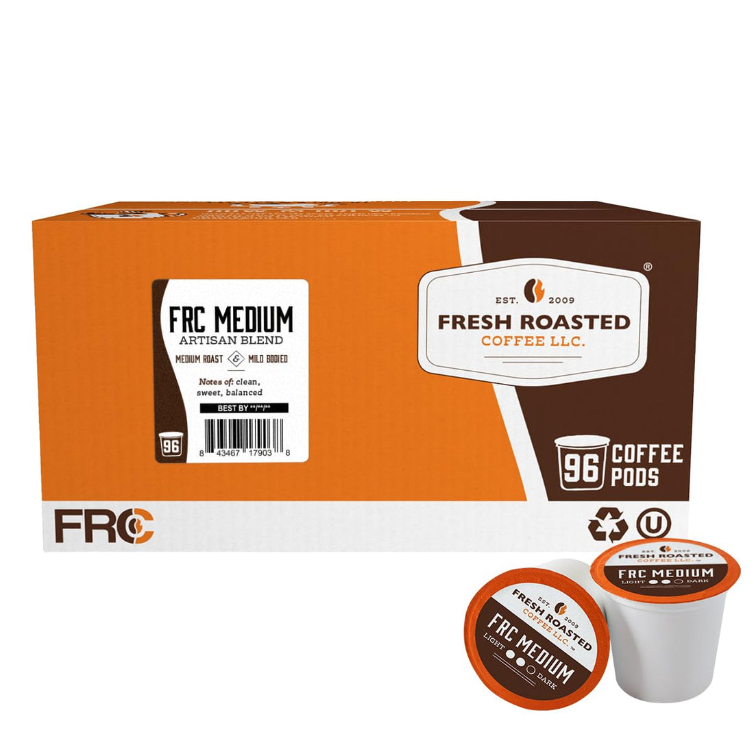 Fresh Roasted Coffee, Italian Roast, Dark, 96 Pods for K Cup Brewers