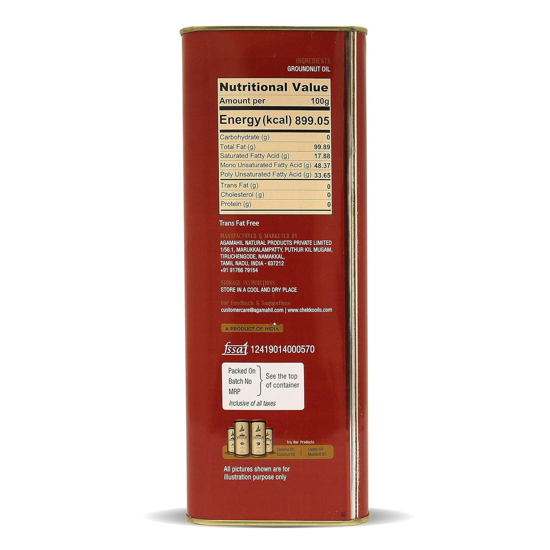 Chekko Cold Pressed Virgin 5L Groundnut/Peanut Oil | 100% Natural, Pure, Non GMO & Wood Pressed 169 FL.Oz for Cooking