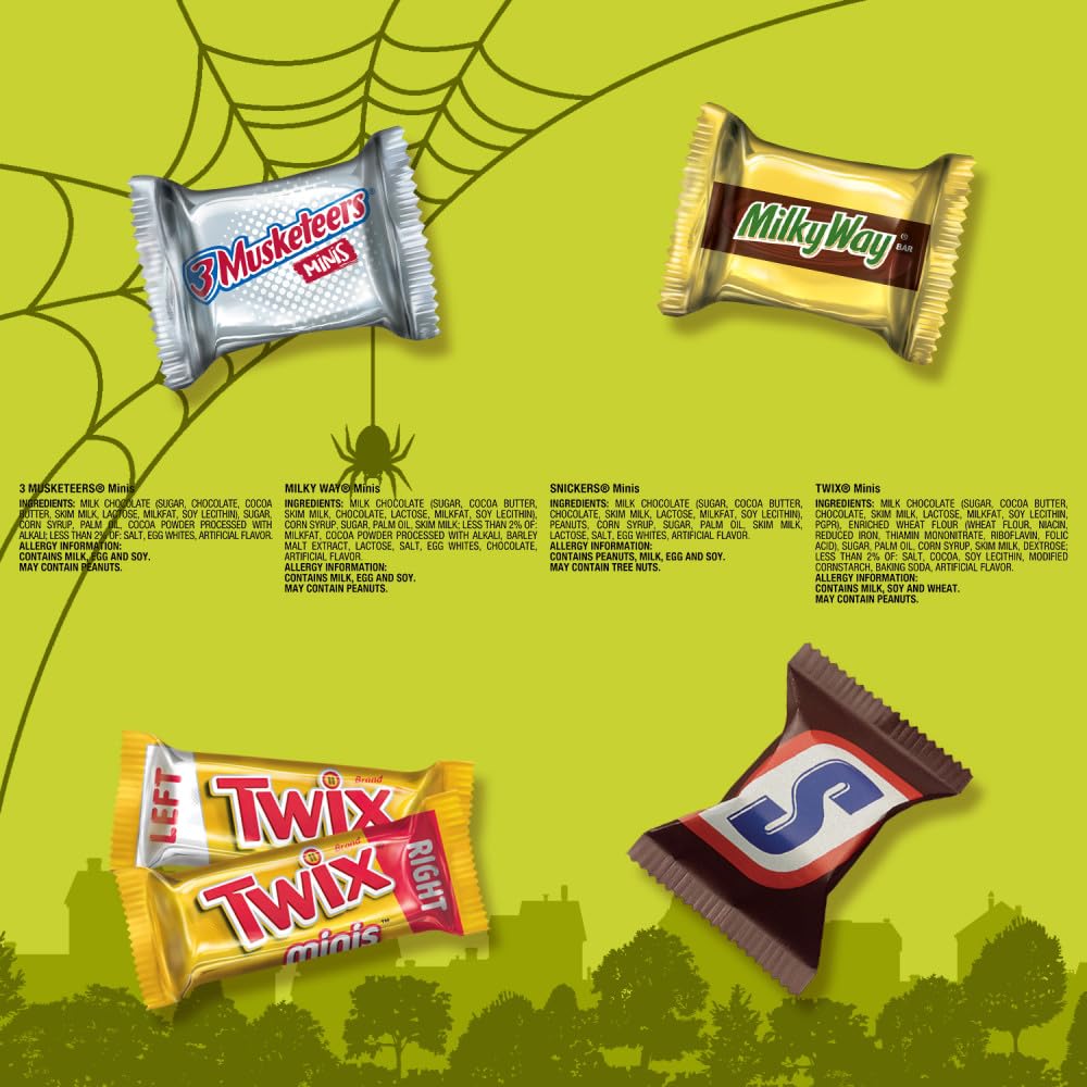 SNICKERS, TWIX & MILKY WAY Minis Assorted Chocolate Candy Variety Pack, Candy Bag, 150 Ct Bulk Bag