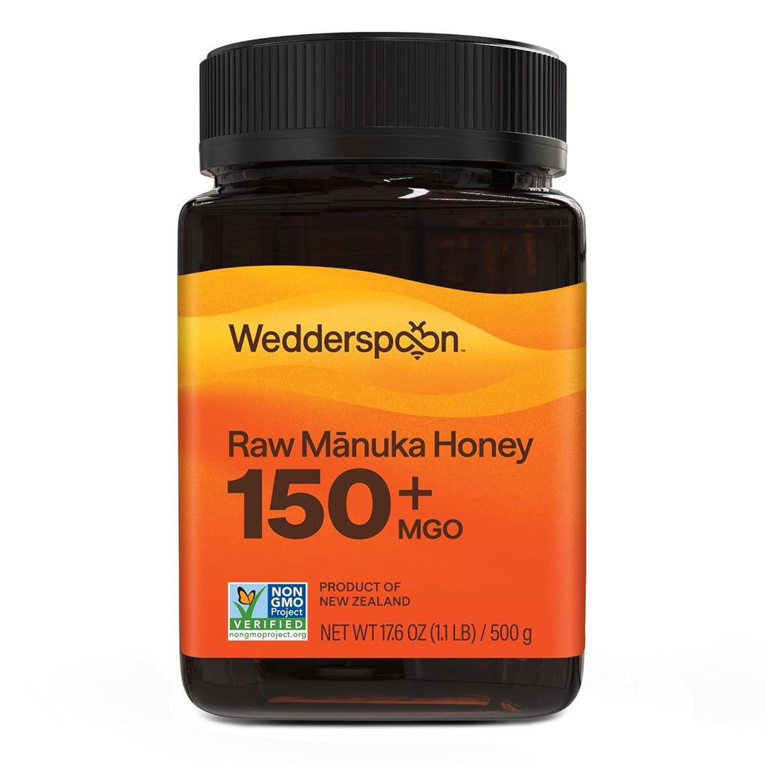 Wedderspoon Raw Premium Manuka Honey, 150+ MGO, 17.6 Oz, Unpasteurized, Genuine New Zealand Honey, Traceable from Our Hives to Your Home