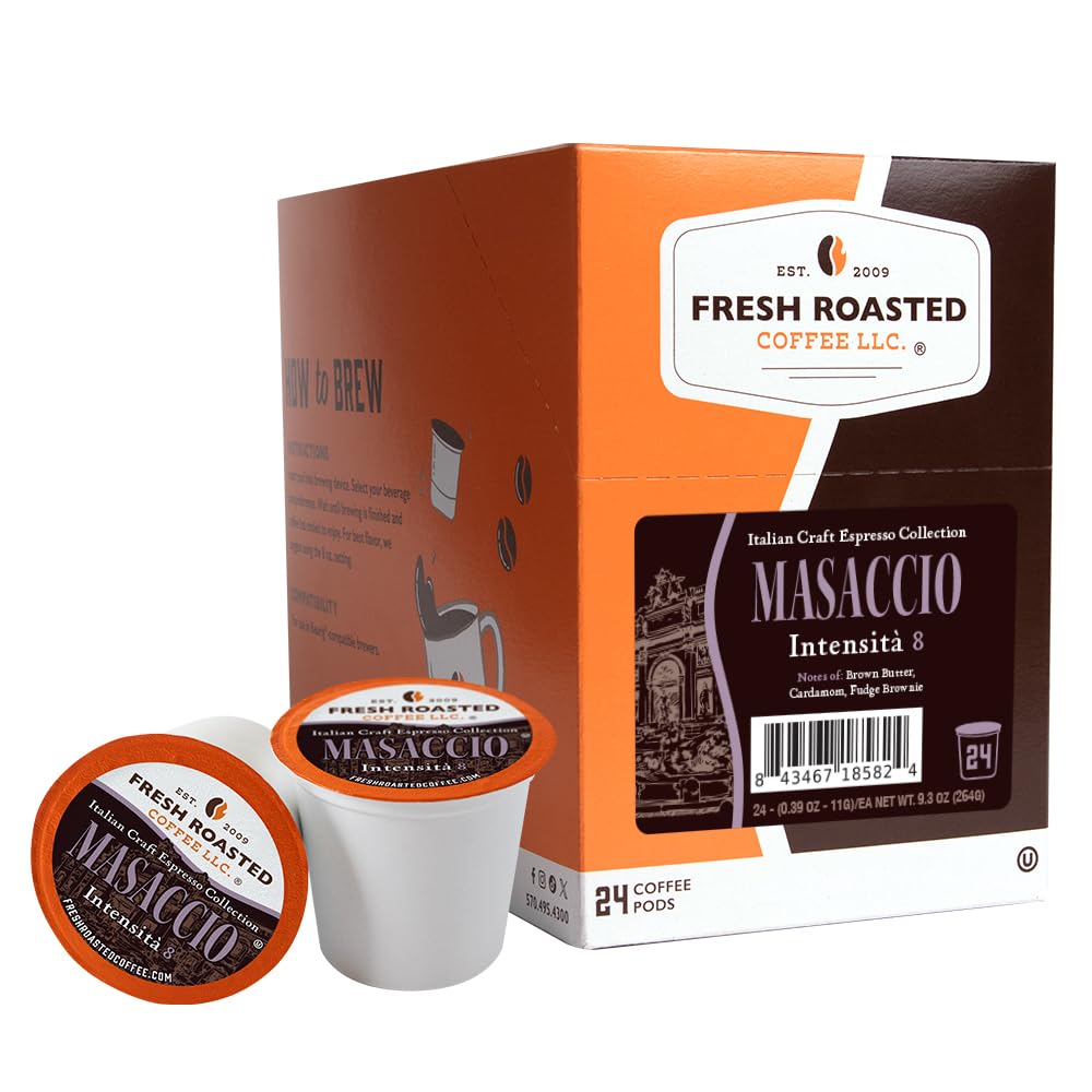 Fresh Roasted Coffee, Italian Roast, Dark, 96 Pods for K Cup Brewers