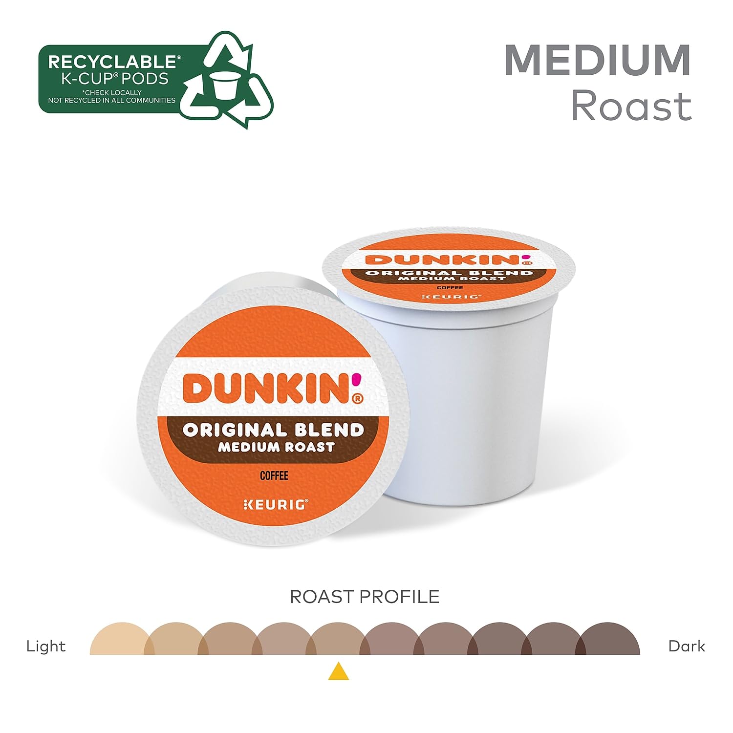 Dunkin' Original Blend Medium Roast Coffee, 60 Keurig K-Cup Pods