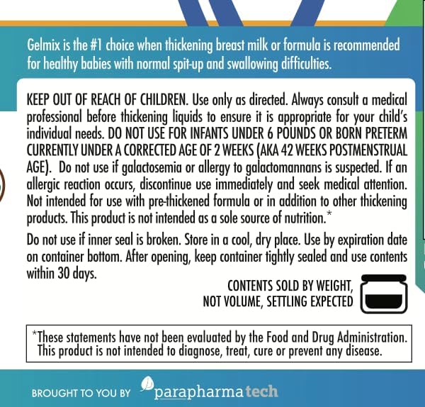 Gelmix Infant Thickener for Breast Milk & Formula, 4.4 oz Jar