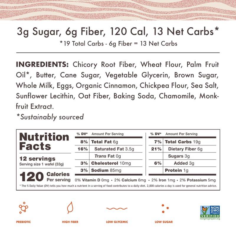 Rip Van Wafels Snickerdoodle Stroopwafels, Healthy Snacks, Non-GMO, Keto Friendly, Office Snacks, Low Sugar (3g), Low Calorie, 12 Pack