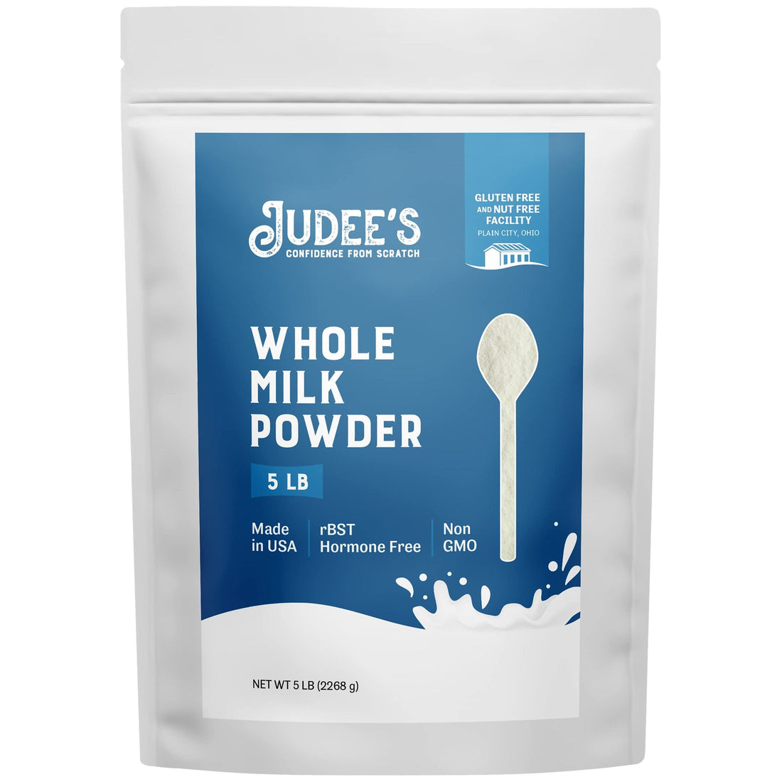 Judee's Gluten Free Whole Milk Powder - Versatile Powdered Milk for Baking - Shelf Stable Dry Mix for Long-Term Storage - 40 oz, Pack of 1