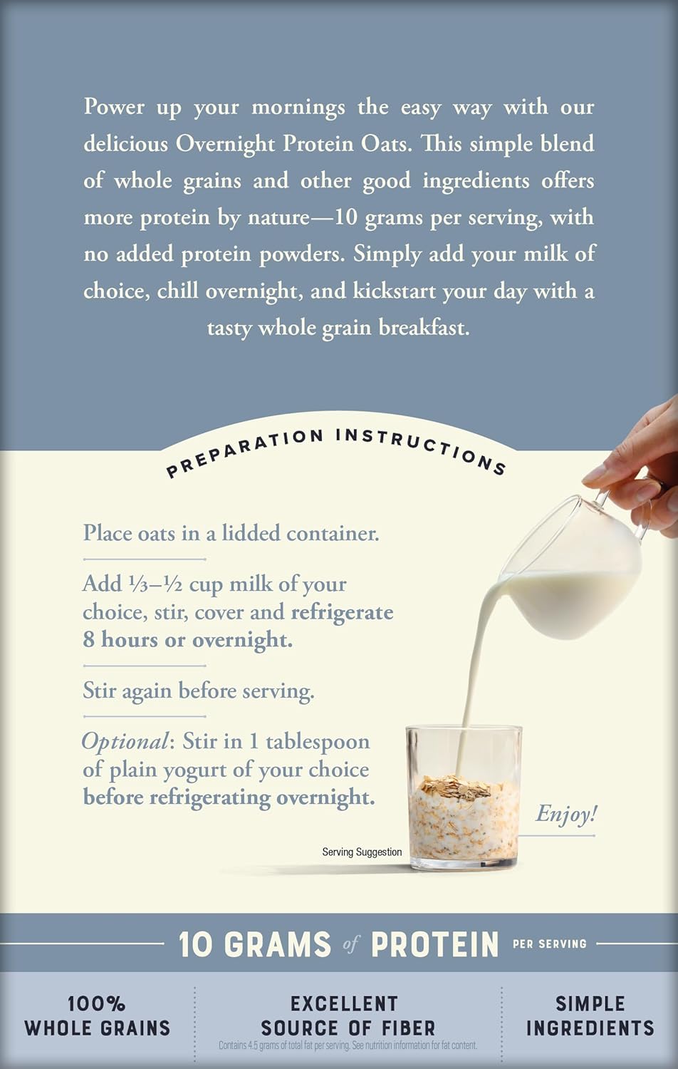 Bob's Red Mill Overnight Protein Oats, Blueberries & Cream, 16 Packets Total, Non-GMO, Gluten Free, Whole Grain