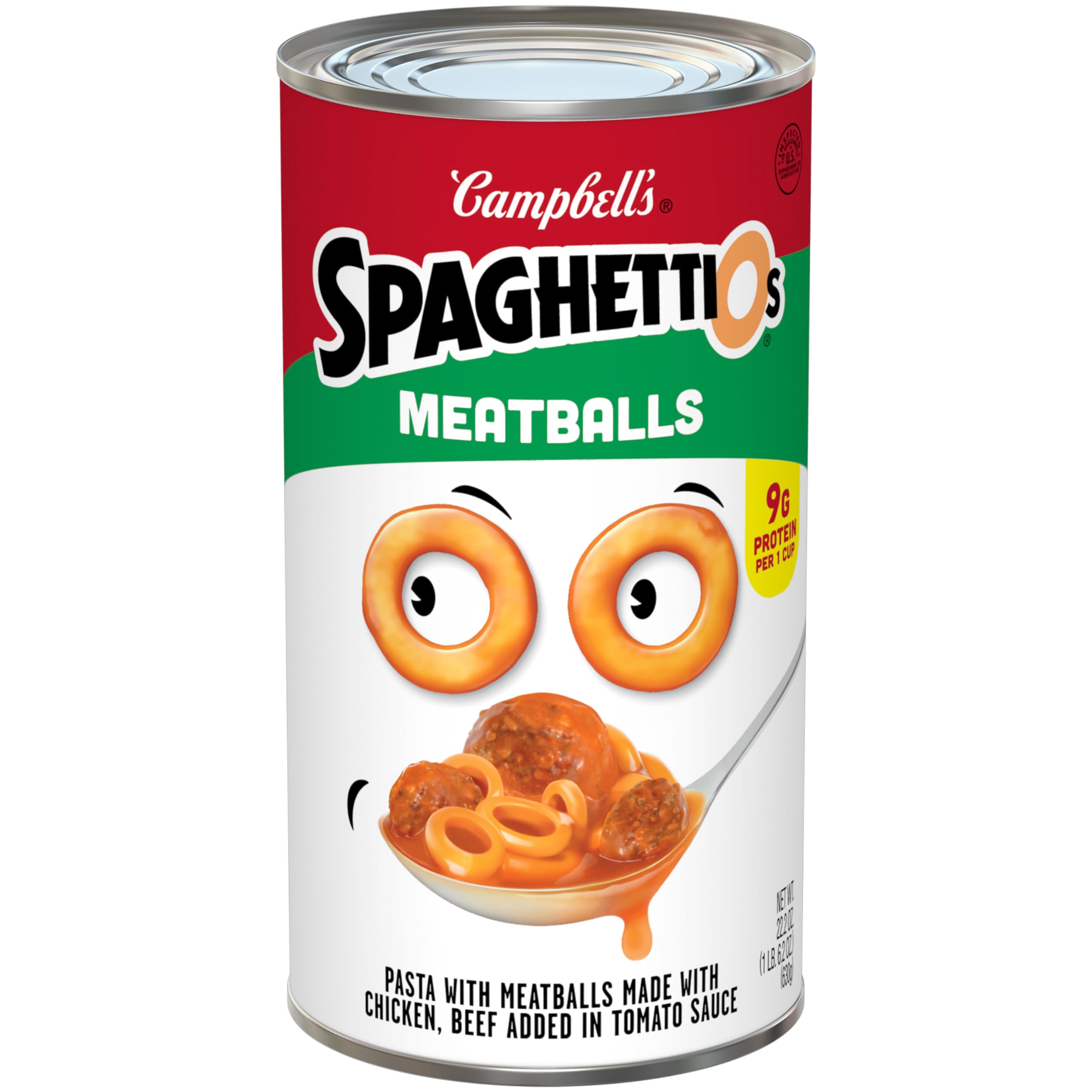 SpaghettiOs Canned Pasta with Meatballs, 15.6 oz Can (12 Pack)