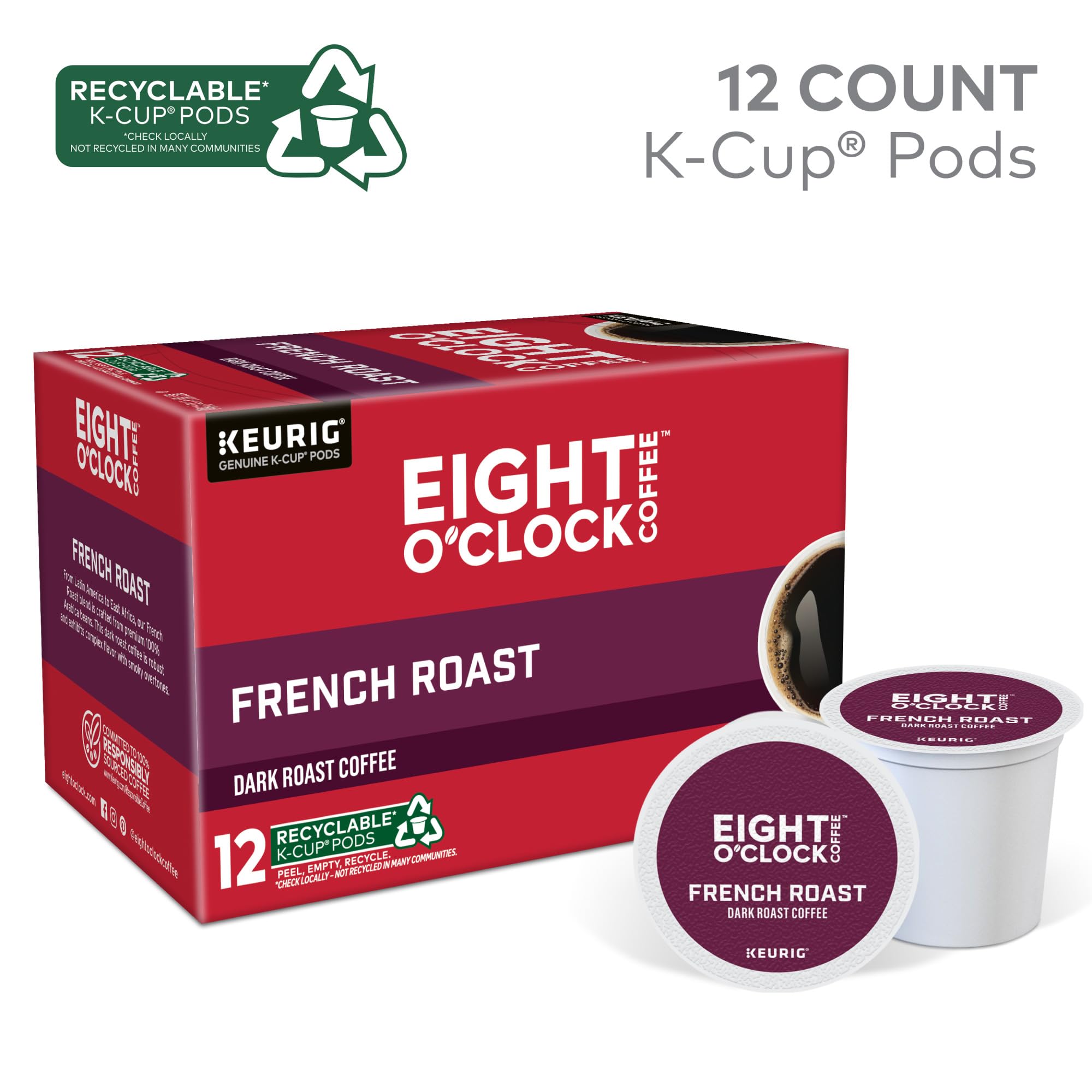 Eight O'Clock Coffee The Original, Single-Serve Keurig K-Cup Pods, Medium Roast Coffee Pods, 72 Count