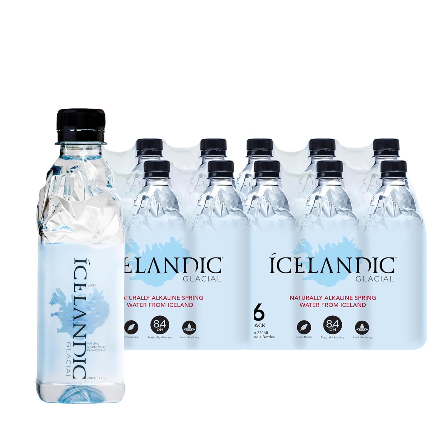 Icelandic Glacial Natural Spring Alkaline Water, 33.81 Fl Oz (Pack of 12), 405.6 Fl Oz