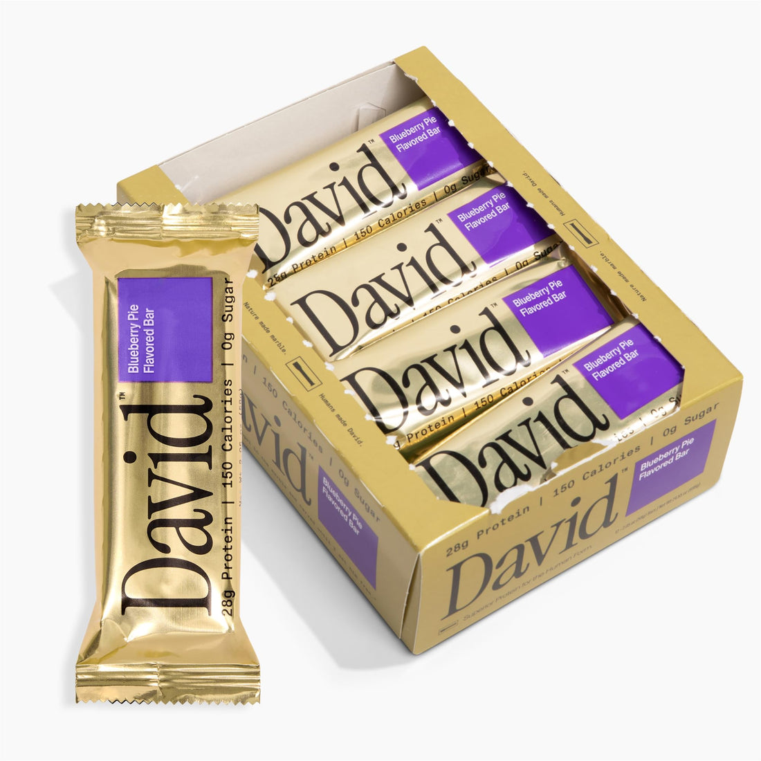 David High Protein Bars No Sugar - Sugar Free Protein Bars, Low Carb, Gluten Free - 28g of Protein, 150 Calories - David Bar On-The-Go Snack - Peanut Butter Chocolate Chunk Flavor, Pack of 12