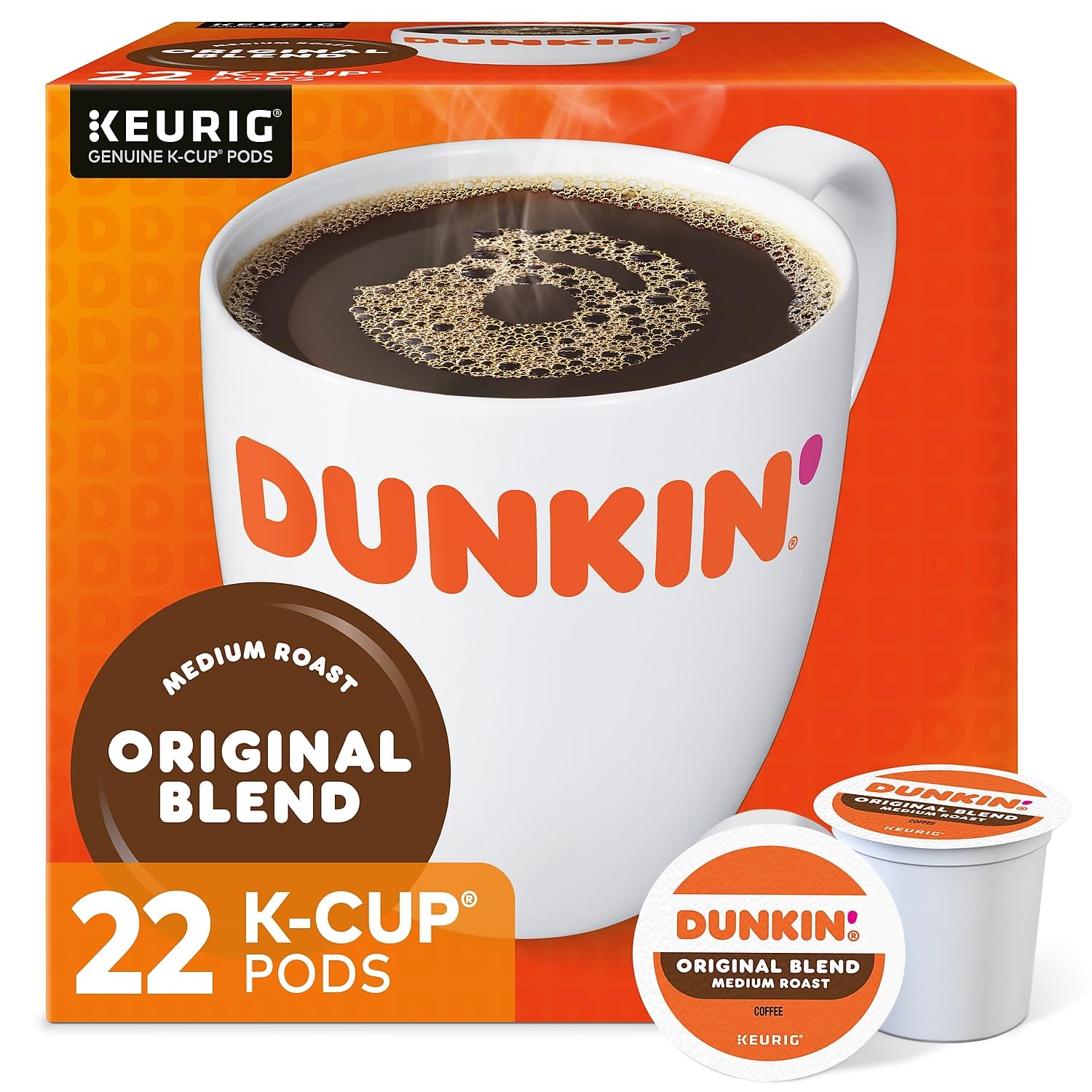 Dunkin' Original Blend Medium Roast Coffee, 60 Keurig K-Cup Pods