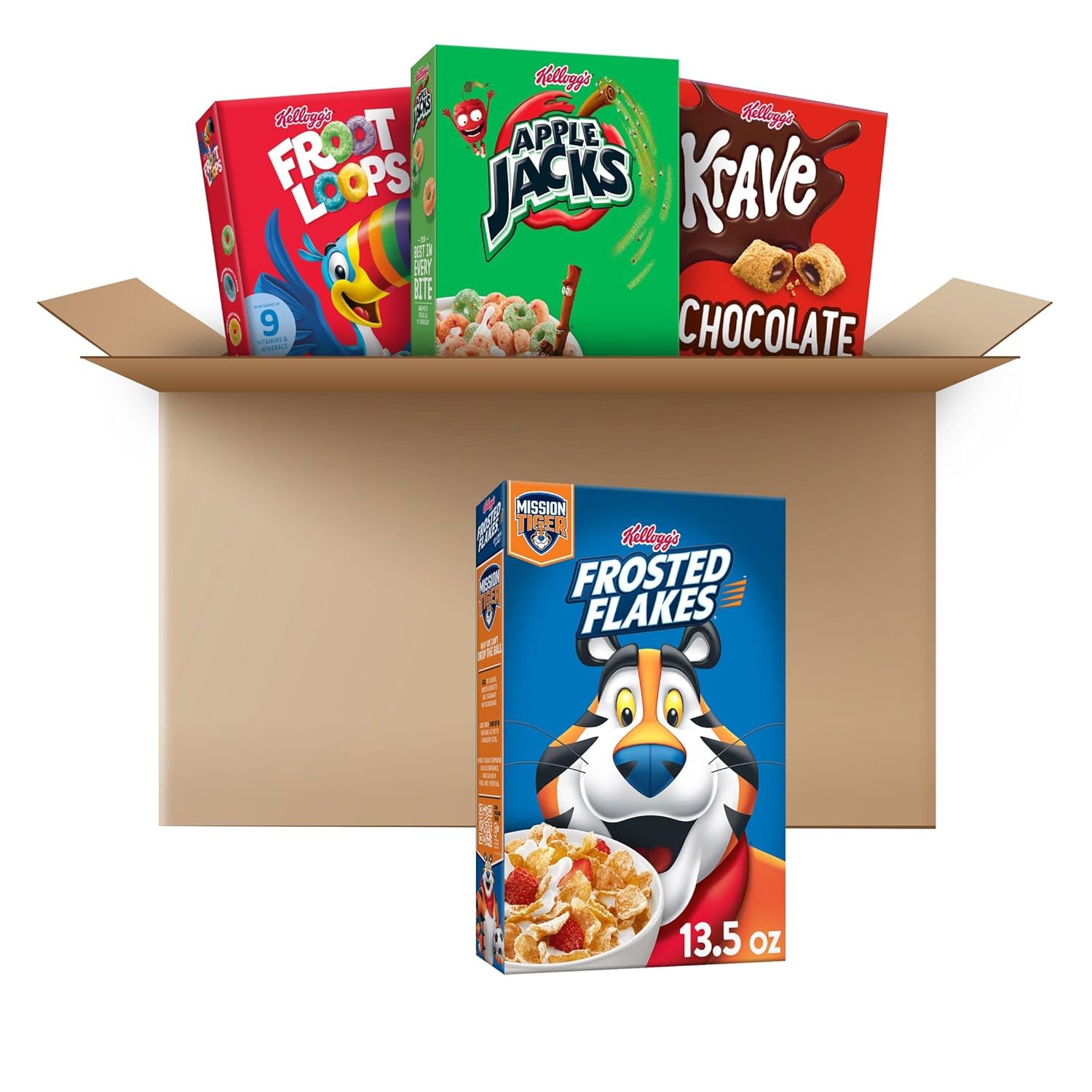 Kellogg's Cold Breakfast Cereal, Bulk Pantry Staples, Kid Snacks, Variety Pack (48 Boxes)