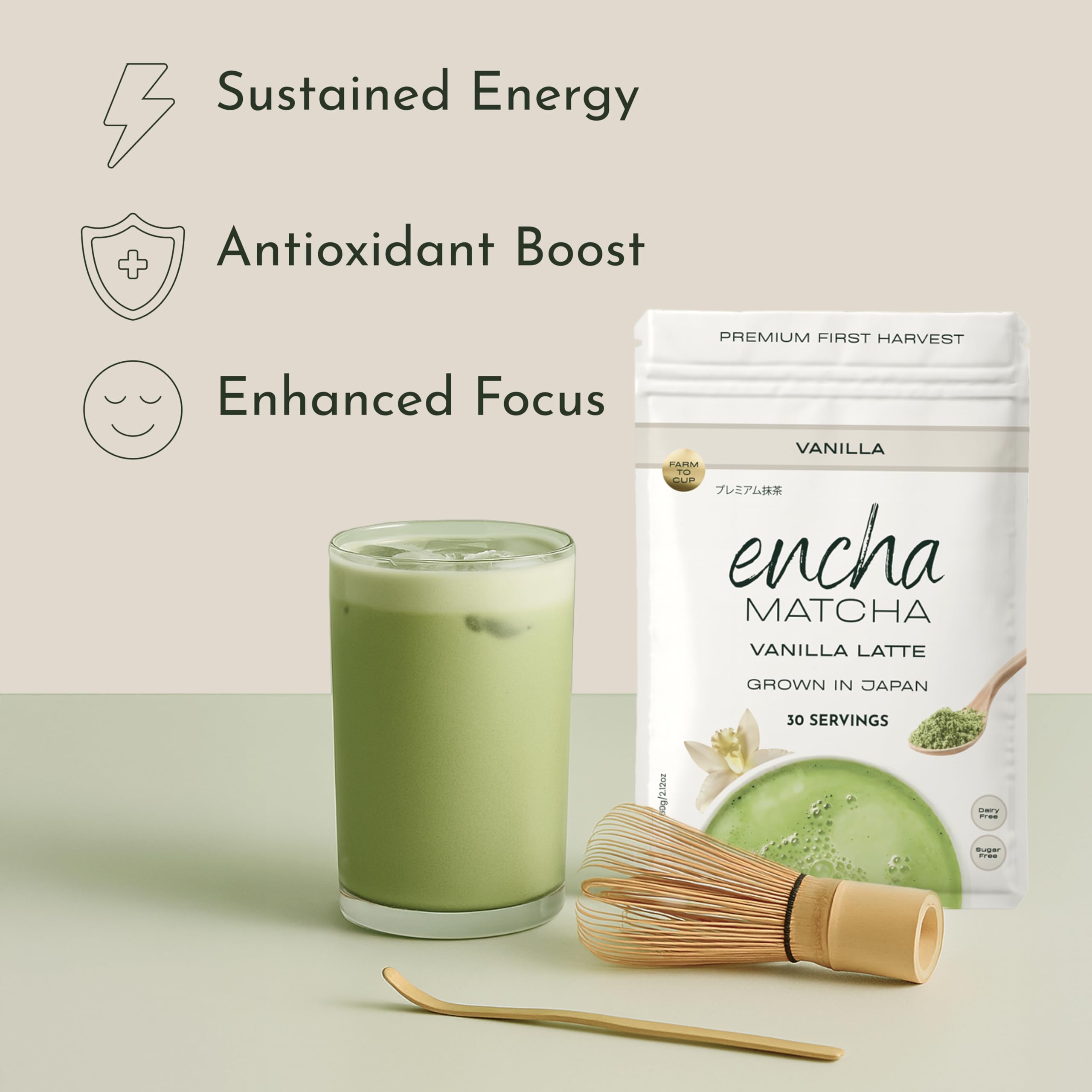 Encha Ceremonial Grade Matcha Powder - Organic First Harvest Japanese Matcha Green Tea, Matcha Tea From Uji, Japan (60g/2.12oz)
