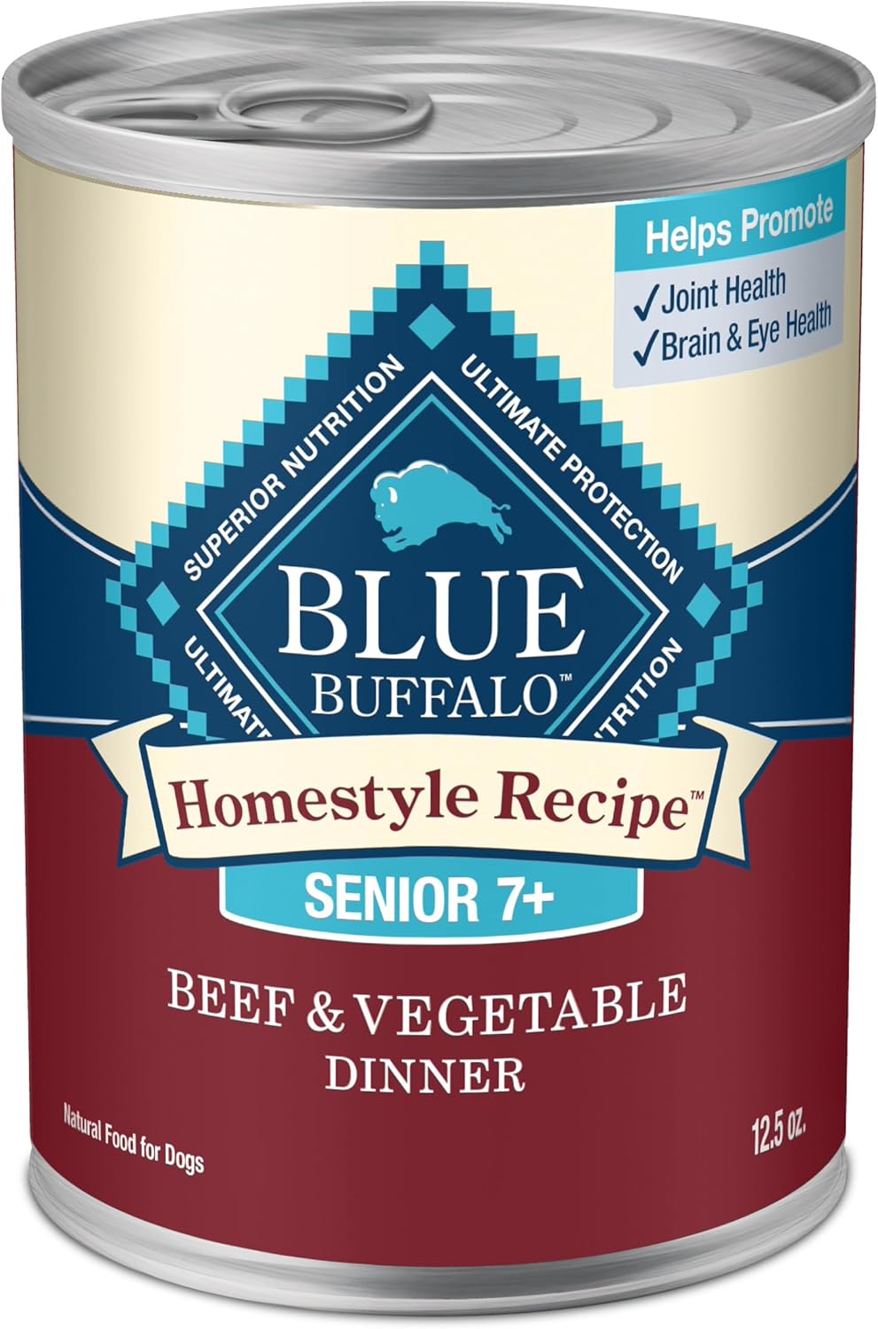 Blue Buffalo Homestyle Recipe Senior Wet Dog Food, Made with Natural Ingredients, Chicken Dinner with Garden Vegetables, 12.5-oz Cans (12 Count)