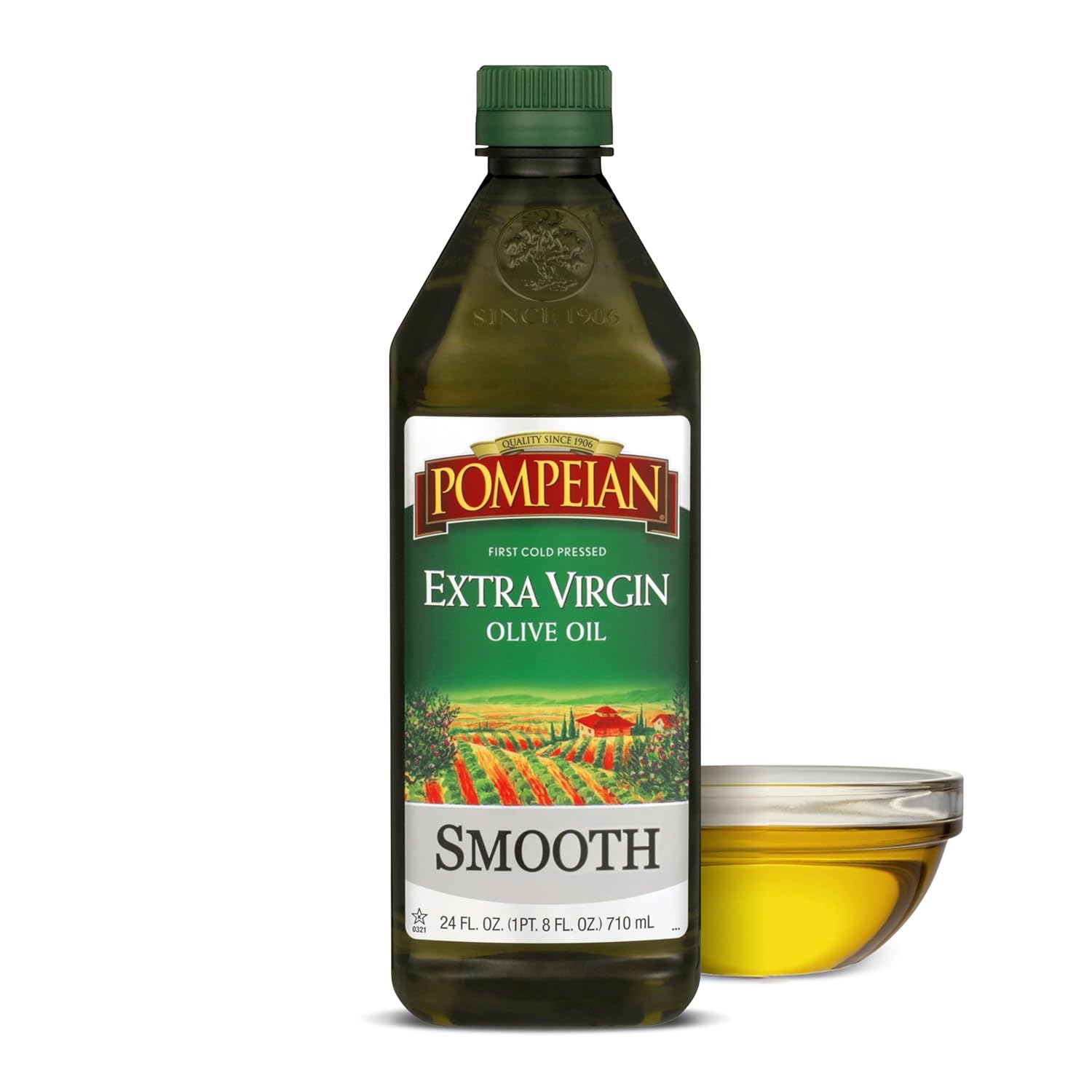 Pompeian Smooth Extra Virgin Olive Oil, Contains Polyphenols, First Cold Pressed, 68 Fl Oz