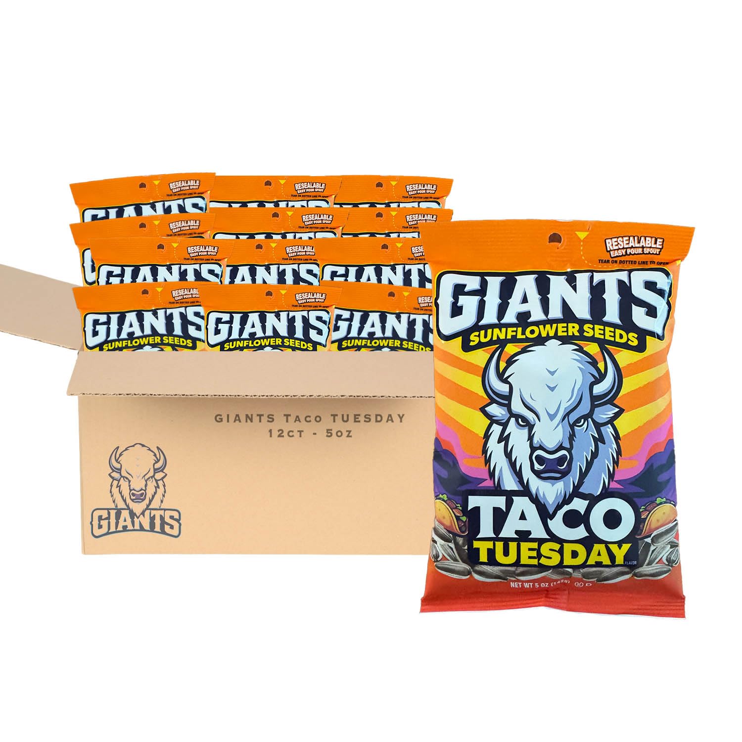 GIANTS Original Sunflower Seeds - Sunflower Seeds to Eat, Sunflower Seeds Bulk, Lightly Salted Sunflower Seeds for Eating, High Protein Snack - 5.75 oz Resealable Bags (Case of 12)