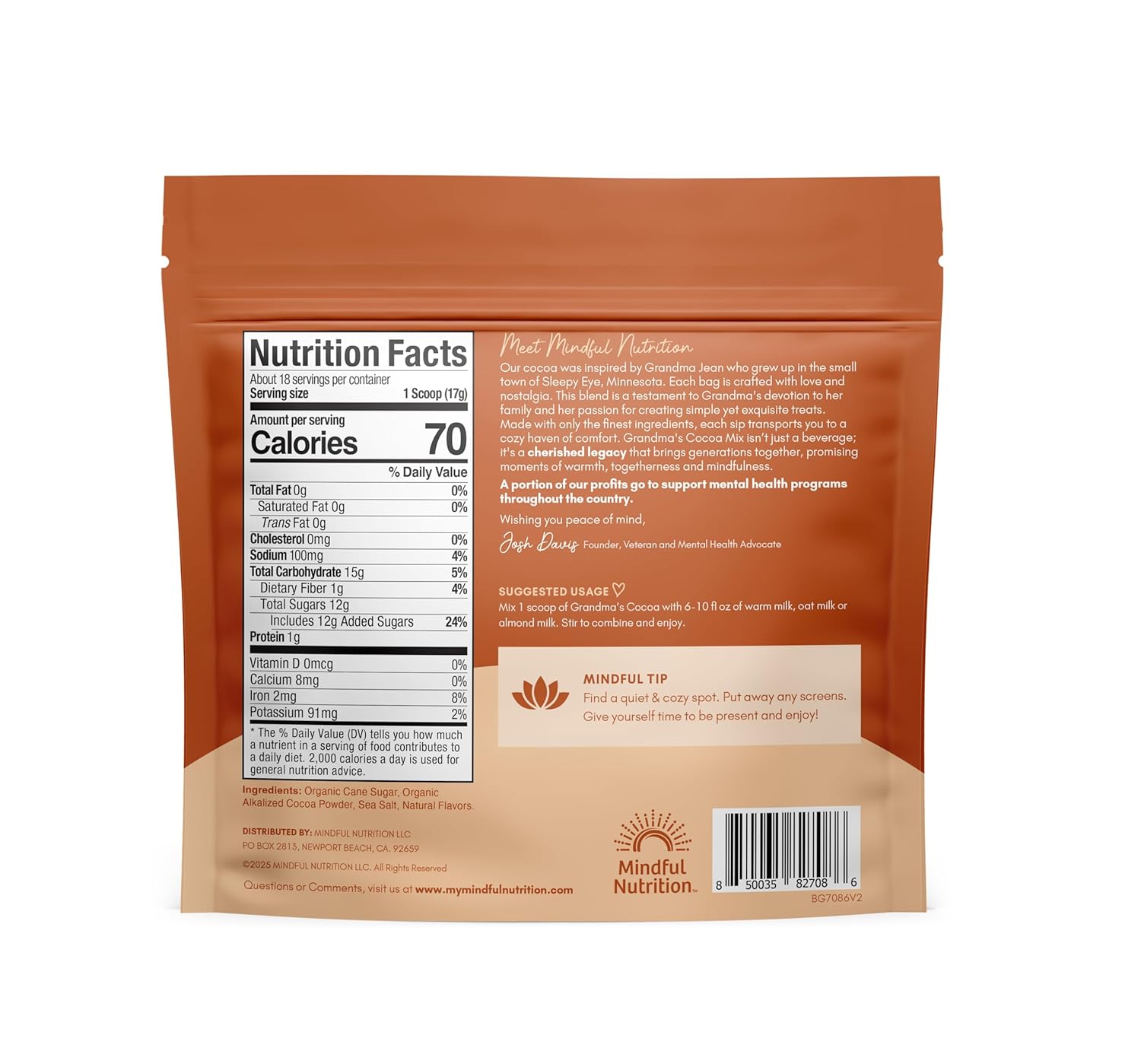 Mindful Nutrition Grandmas Organic Hot Chocolate Mix (Original)