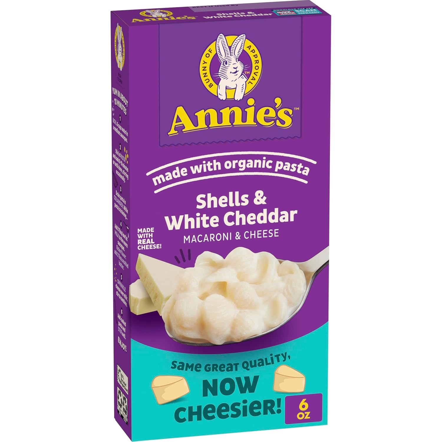 Annie's Shells and White Cheddar, Made with Organic Pasta and Real Cheese, 6 oz (Pack of 12)