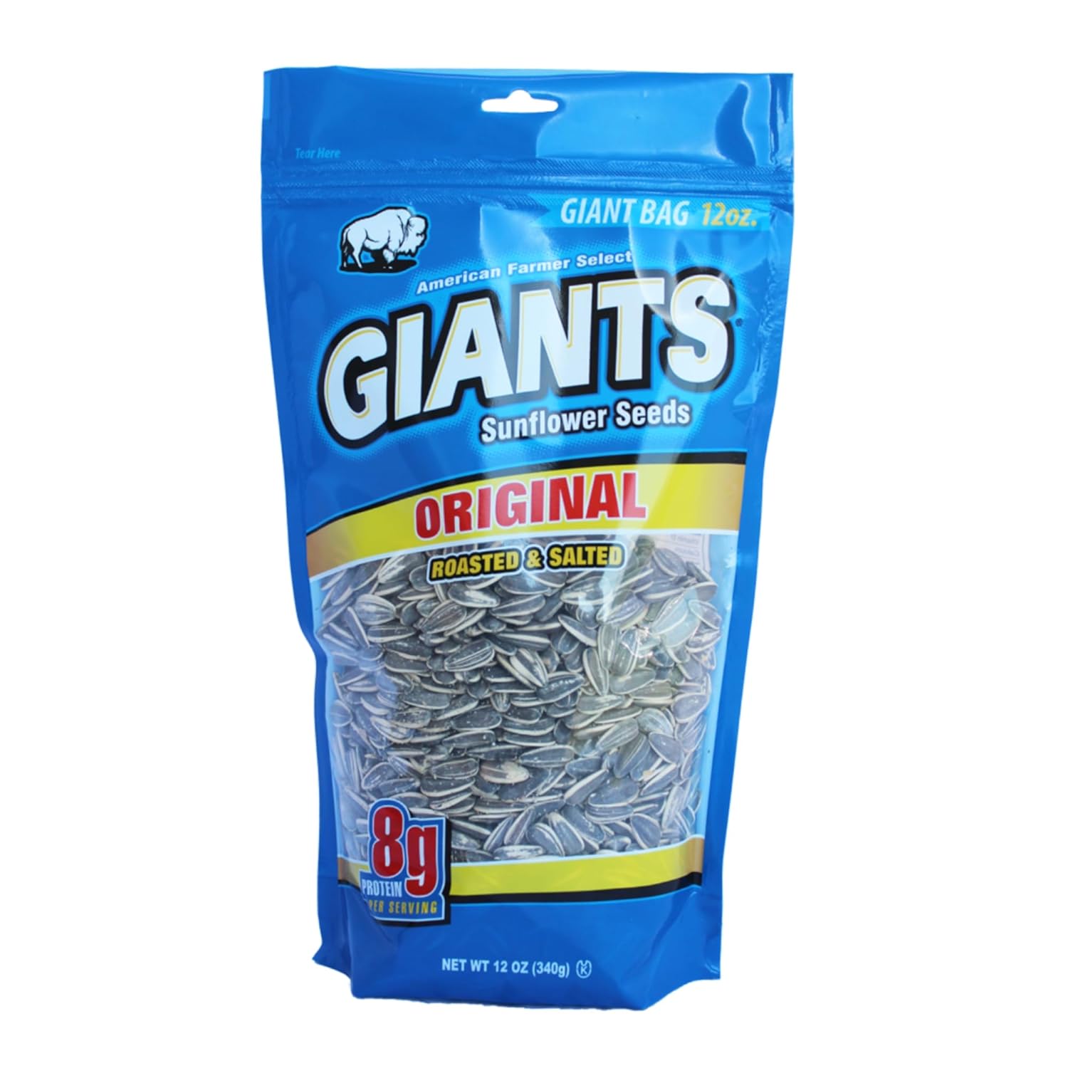GIANTS Original Sunflower Seeds - Sunflower Seeds to Eat, Sunflower Seeds Bulk, Lightly Salted Sunflower Seeds for Eating, High Protein Snack - 5.75 oz Resealable Bags (Case of 12)