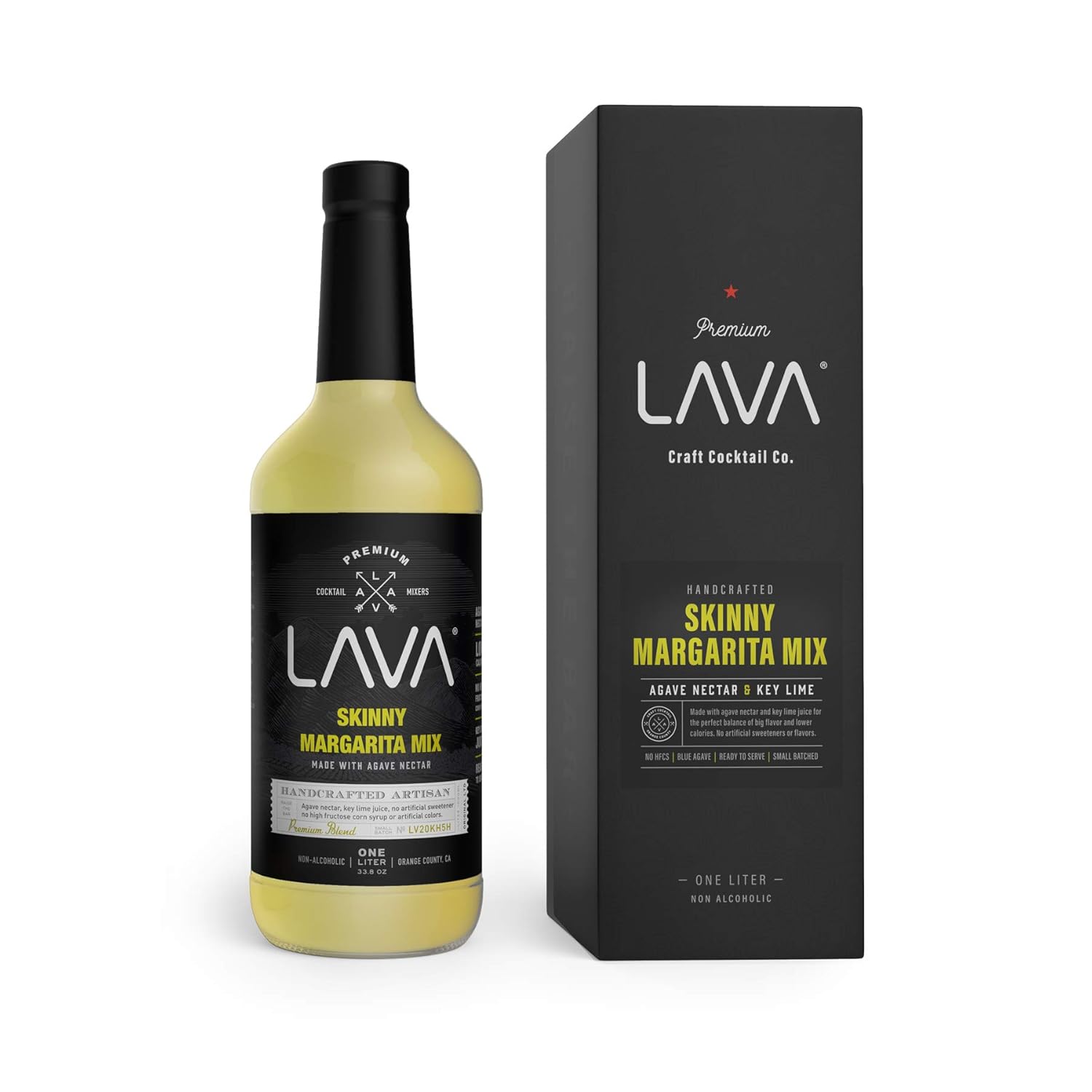 LAVA Premium Spicy Jalapeño Margarita Mix by LAVA Craft Cocktail Co., Made with Real Jalapeños, Agave Nectar, Key Limes, Lots of Flavor and Ready to Use, 1-Liter Glass Bottle