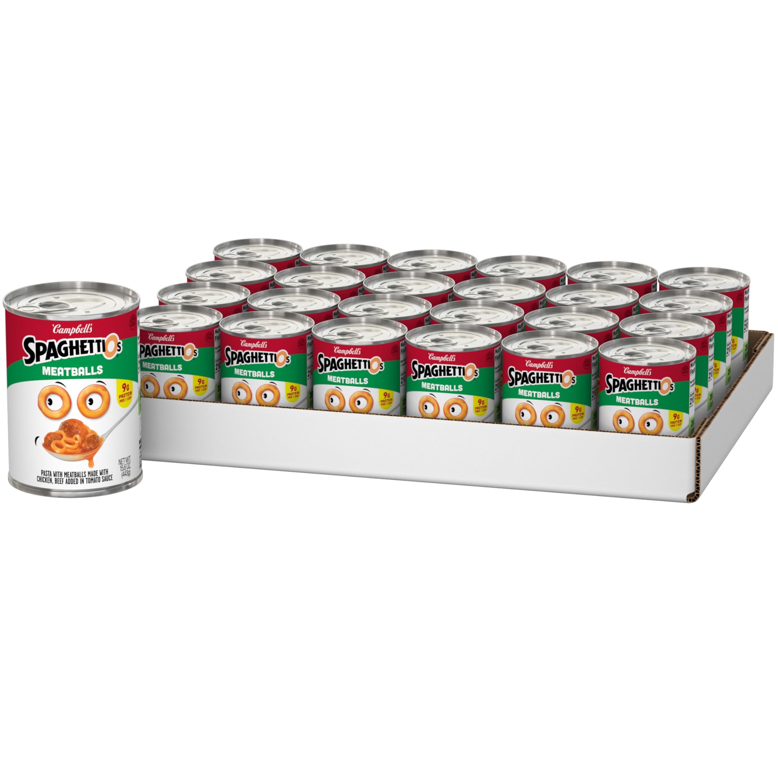 SpaghettiOs Canned Pasta with Meatballs, 15.6 oz Can (12 Pack)