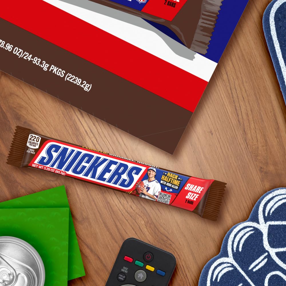 SNICKERS Full Size Bulk Milk Chocolate Candy Bars, 1.86 oz Bar, 48 ct Box